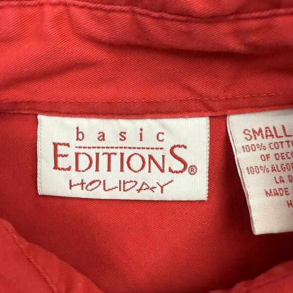 Vintage Christmas Shirt Womens Small S Red Reindeer Button Up Long Sleeve - Picture 9 of 11